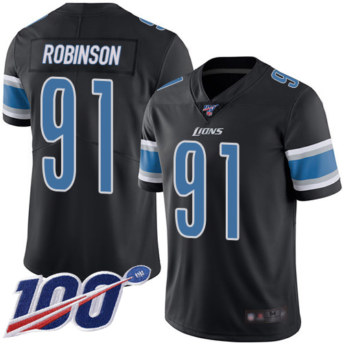 Detroit Lions Limited Black Men Ahawn Robinson Jersey NFL Football #91 100th Season Rush Vapor Untouchable